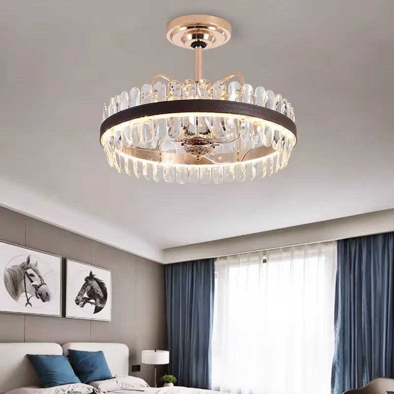 Lustre cristal circulaire finition noire et dorée — Watts, matériel électrique Dakar Sénégal