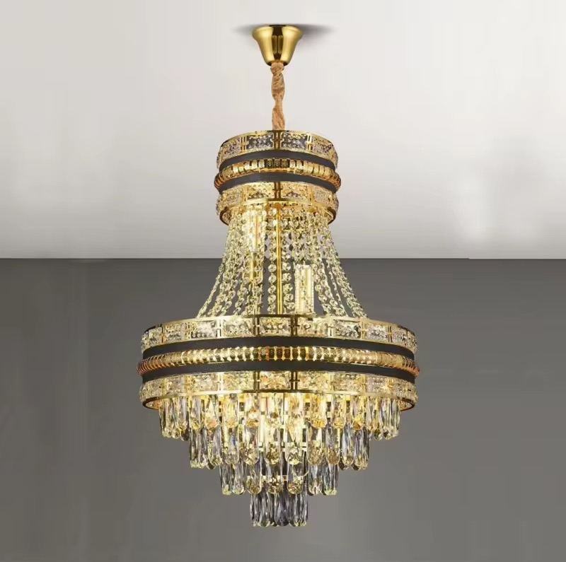 Lustre cristal noir et doré forme cloche — Watts, matériel électrique Dakar Sénégal