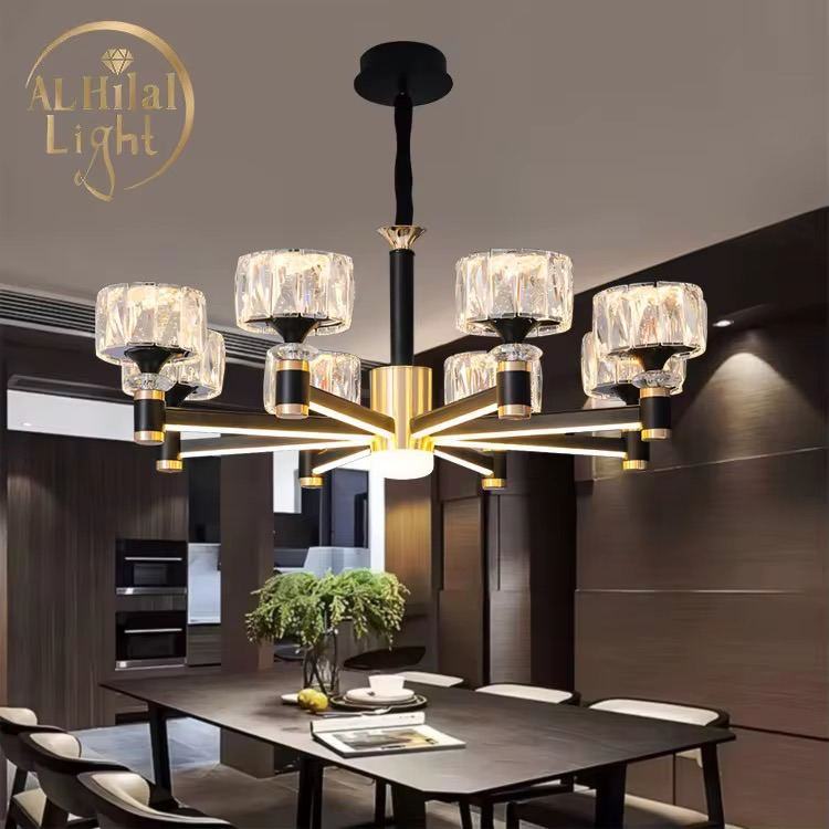 Lustre linéaire noir et or pour salle à manger — Watts, matériel électrique Dakar Sénégal